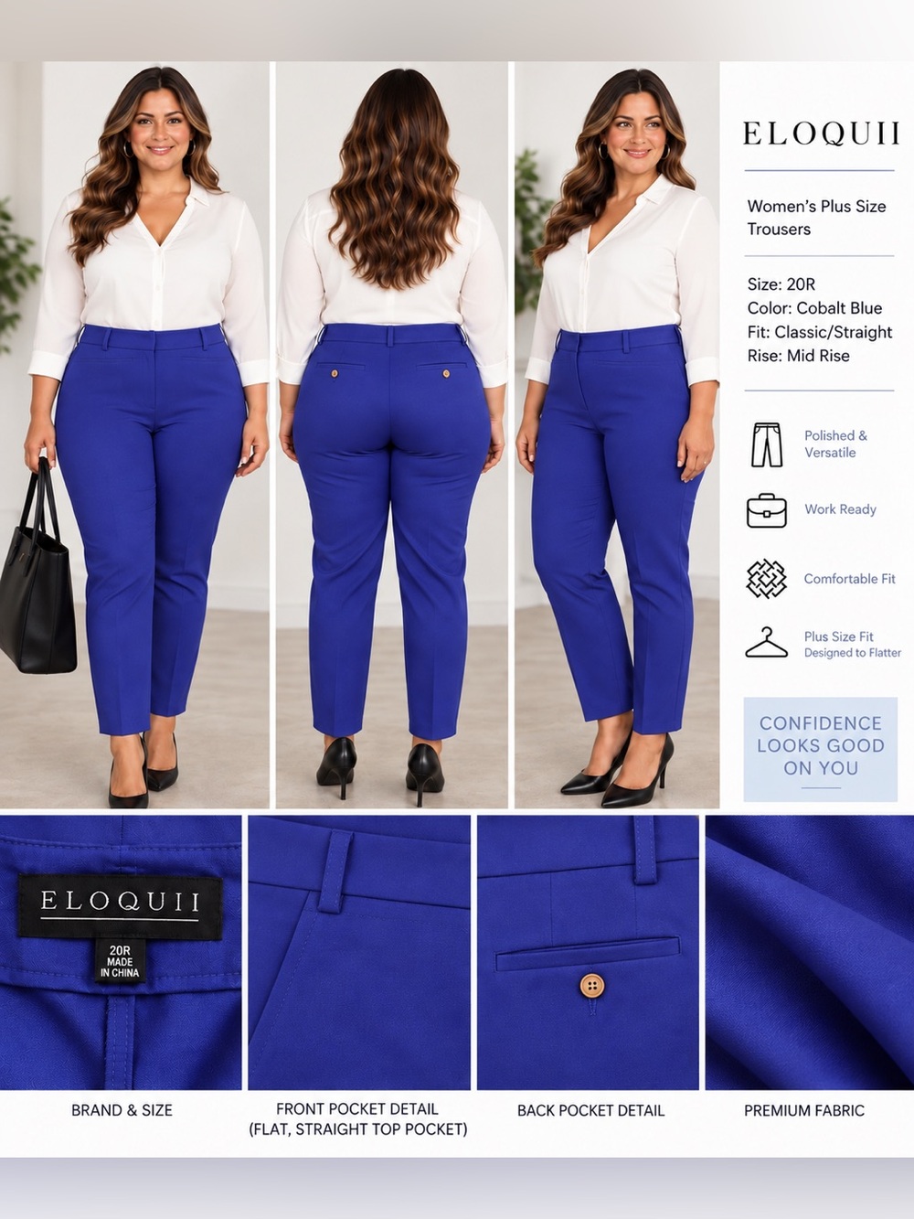 ELOQUII women’s 20 ankle trousers cobalt blue